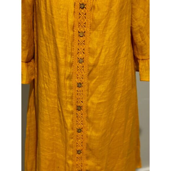 Naïf Womens sz M petite Boho Cottagecore Ruffled Dress MIDI Cowgirl mustard chic - Picture 3 of 7